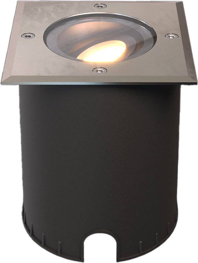 HOFTRONIC Cody LED Grondspot XL Vierkant Dimbaar en kantelbaar IP67 Waterdicht RVS GU10 4.5W 345 Lumen 2700K Warm wit licht Geschikt voor tuin oprit en pad