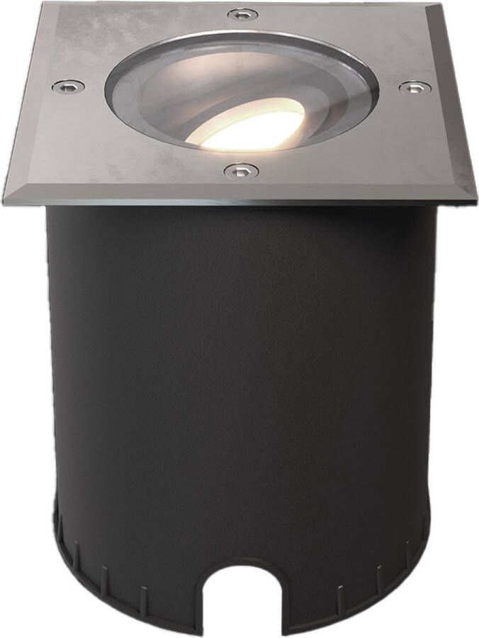 HOFTRONIC Cody LED Grondspot XL Vierkant Dimbaar en kantelbaar IP67 Waterdicht RVS GU10 4.5W 345 Lumen 4000K neutraal wit licht Geschikt voor tuin oprit en pad