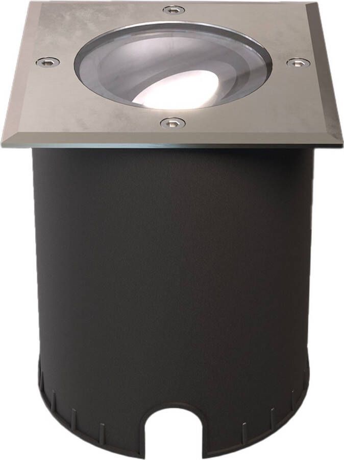 HOFTRONIC Cody LED Grondspot XL Vierkant Dimbaar en kantelbaar IP67 Waterdicht RVS GU10 4.5W 345 Lumen 6500K Daglicht wit licht Geschikt voor tuin oprit en pad