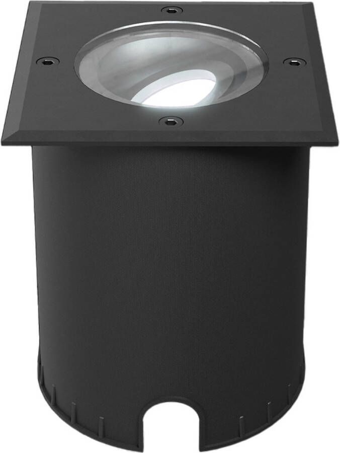 HOFTRONIC Cody LED Grondspot Zwart – GU10 4 5 Watt 345 lumen dimbaar 6500K daglicht wit Kantelbaar Overrijdbaar Vierkant – IP67 waterdicht