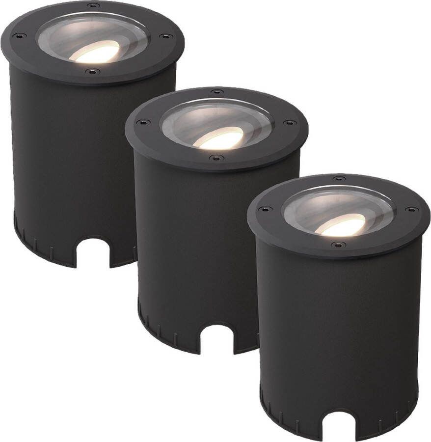 HOFTRONIC Lilly Set van 3 LED Grondspots XL kantelbaar en draaibaar- GU10 4 5W 345 Lumen 4000K neutraal wit IP67 Waterdicht Overrijdbaar Tuinspot Geschikt voor tuin oprit en pad Boomspot
