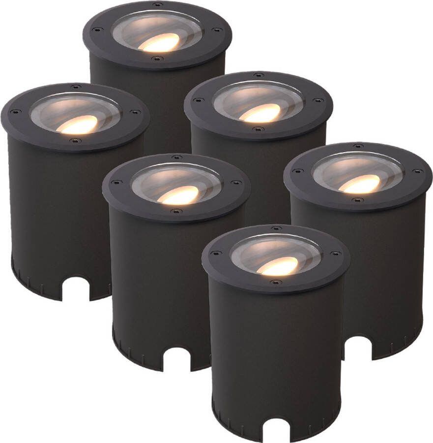 HOFTRONIC Lilly Set van 6 LED Grondspots XL kantelbaar en draaibaar- GU10 4 5W 345 Lumen 2700K Warm wit IP67 Waterdicht Overrijdbaar Tuinspot Geschikt voor tuin oprit en pad Boomspot