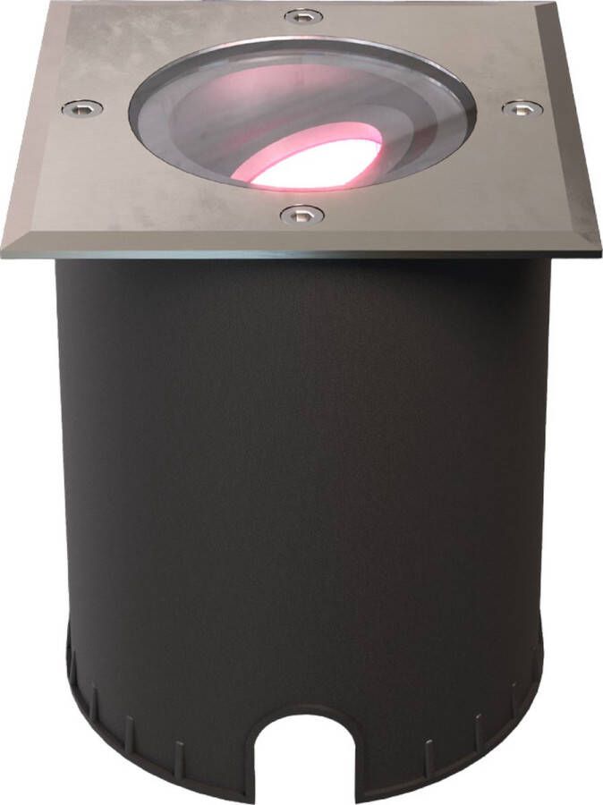 HOFTRONIC SMART Cody Smart Grondspot RVS – GU10 5 Watt 345 lumen RGB + WW Wifi + BLE Kantelbaar Overrijdbaar Vierkant IP67 waterdicht