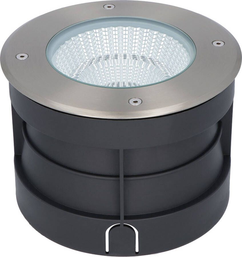 HOFTRONIC Sonnie LED Grondspot RVS Rond 3000K Warm wit 20 Watt IP67 waterdicht voor buiten 3 jaar garantie