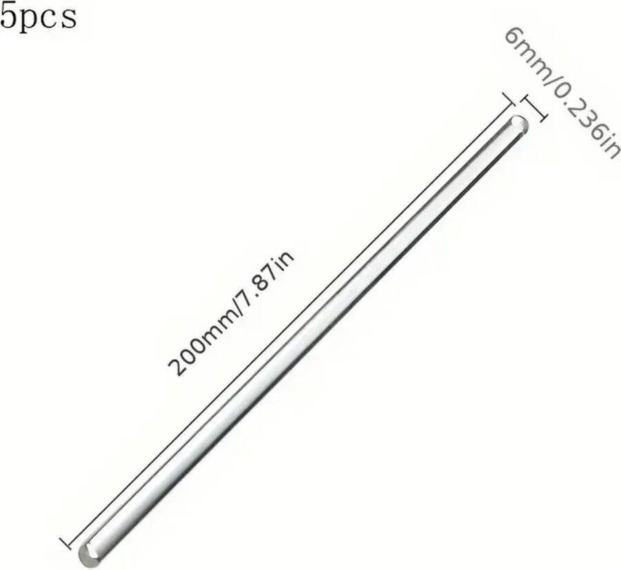 HOGA 5 stuks Glazen Roerstaaf 25CM Ronde Roerder Voor Drank Mengen Chemische Roerder Coacktailstaafje Longdrink glas