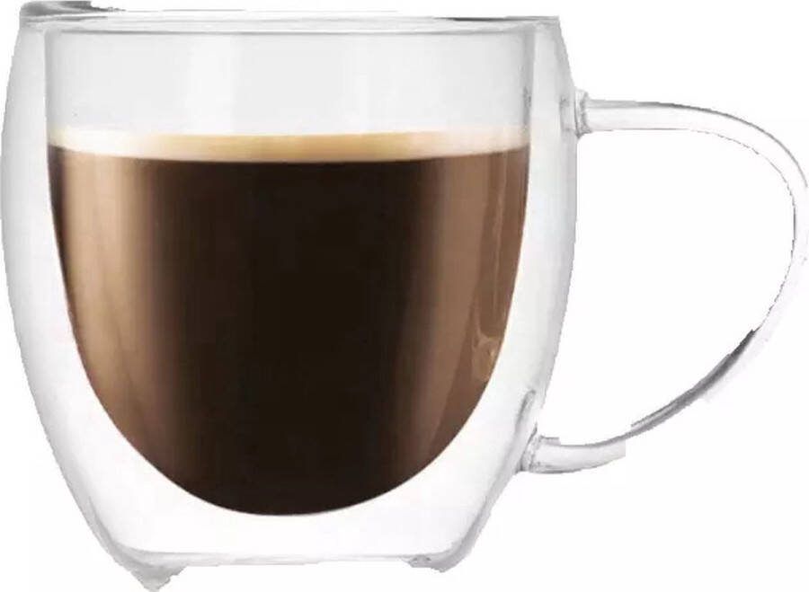 HOGA Dubbelwandige Thee koffieglazen 4 stuks Dubbelwandig 80ml Espresso Koud Warm Luxe