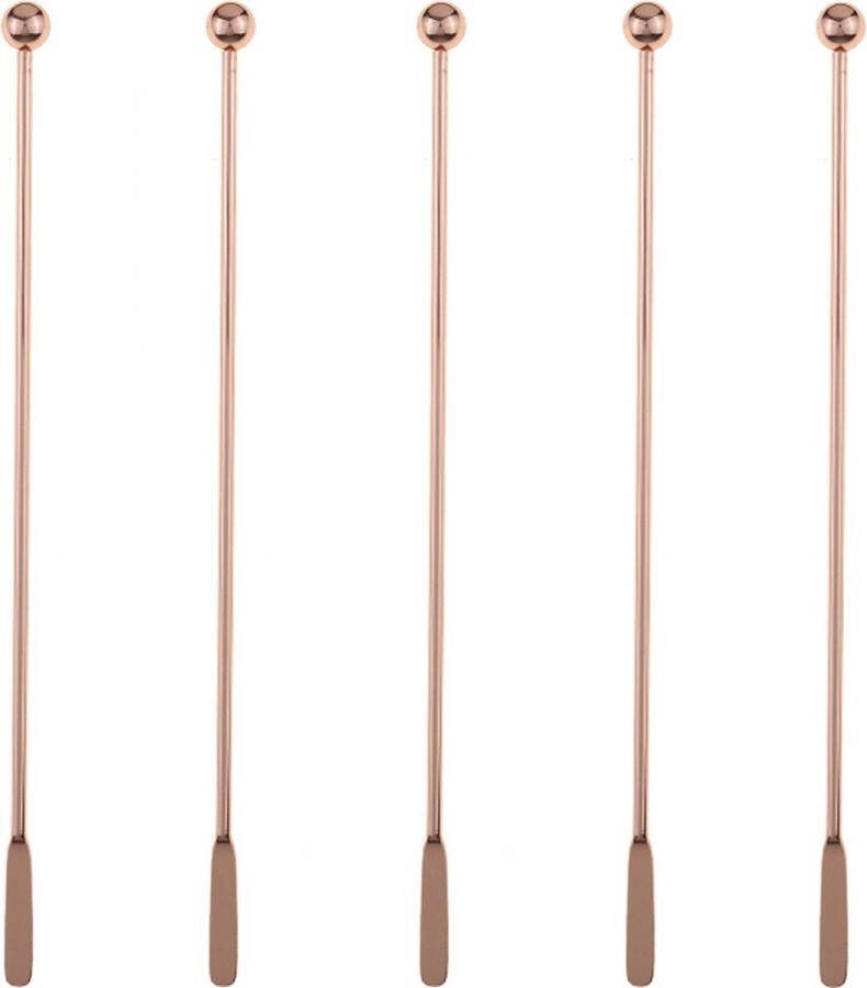 HOGA RVS Roerstaafjes 5 STUKS Rosé 19cm Koffie Thee Roerstokjes Cocktail roerstaafjes Cocktail