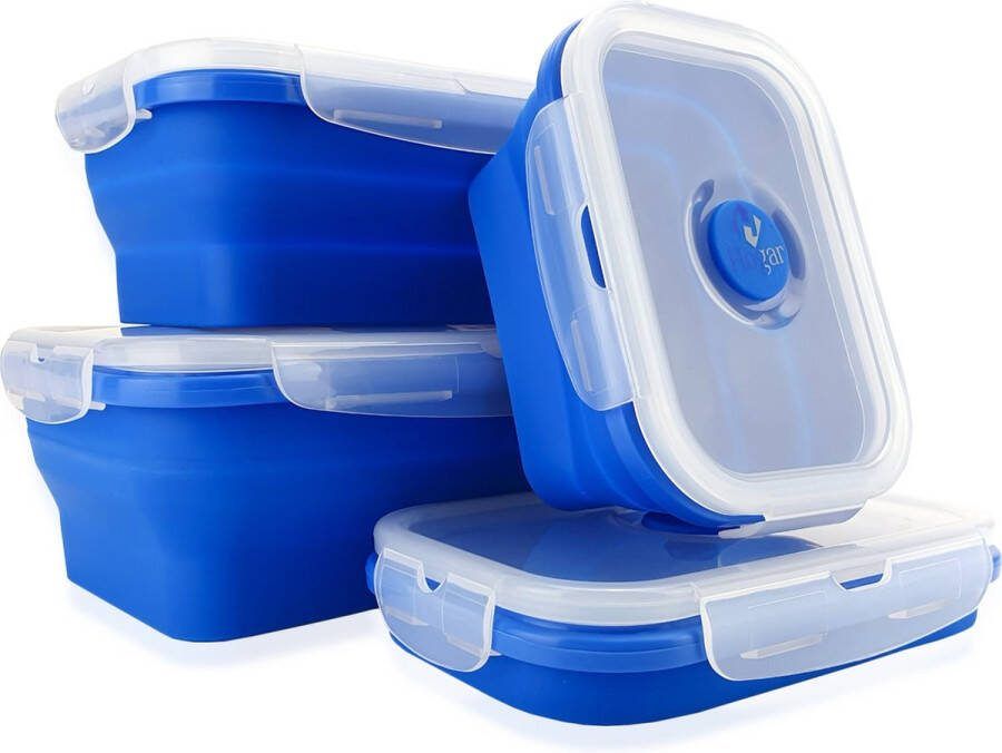 Hogar Vershoudbakjes Meal Prep Bakjes Vershouddoos Set met Deksel Diepvries & Magnetron Inklapbaar Compact 4 Stuks Anti lek Deksel BPA vrij Siliconen