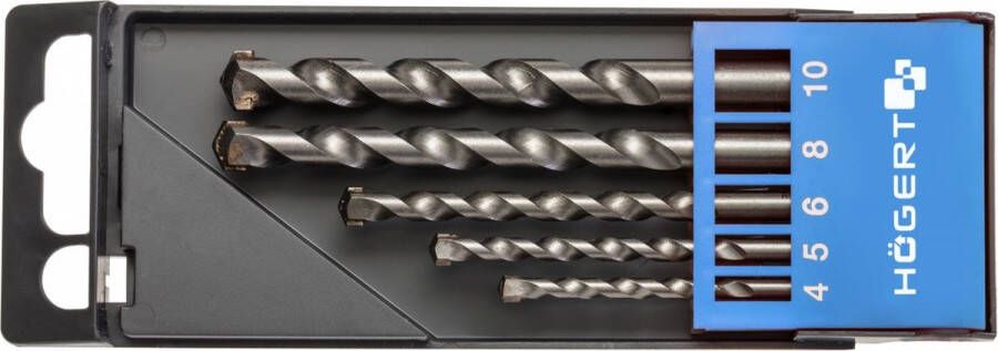 Högert Beton Boor Set Steenboren bit set 5 delige 4x75mm 5x85mm 6x100mm 8x120mm 10x120mm