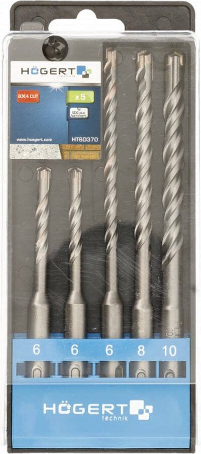 Högert Betonboor set Steenboor SDS+ 6 x 110 6 x 110 6 x 160 8 x 160 10 x 160 mm 5 delig