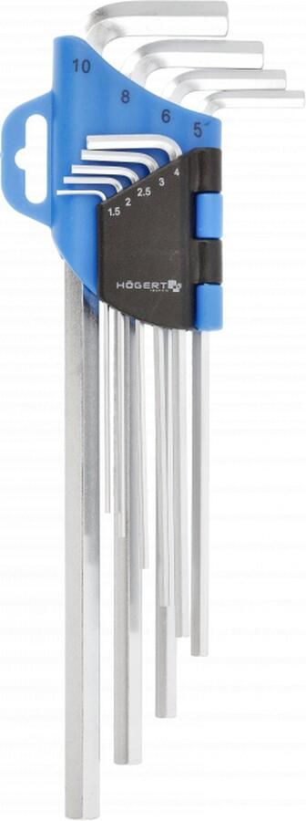 Högert Inbussleutels precisie Inbussleutel extra lang 9 stuks CrV 1 5-10 mm