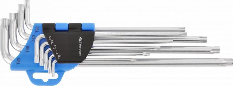Högert Inbussleutels precisie Inbussleutel extra lang Torx 9 stuks CrV