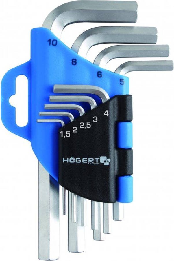 Högert Inbussleutels precisie Inbussleutel kort 9 stuks CrV 1 5-10 mm