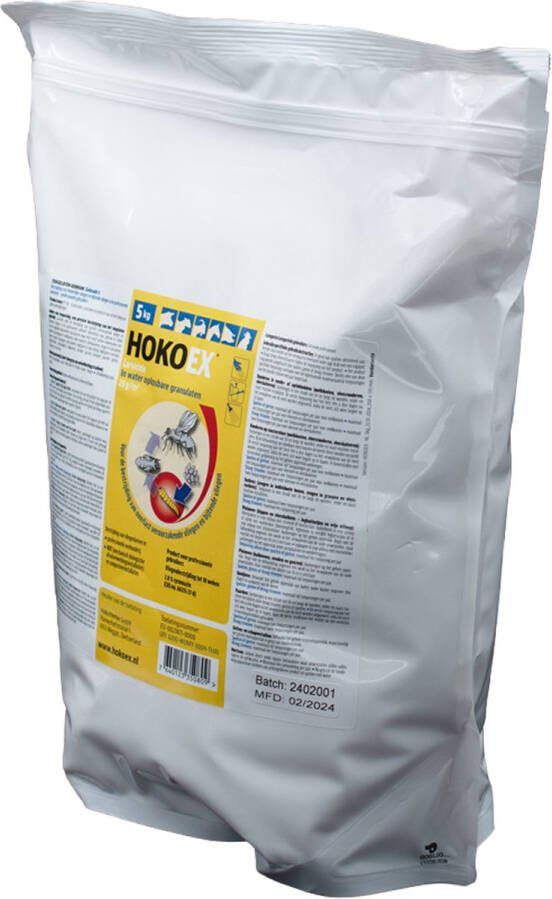HokoEx – Vliegenlarven Bestrijding – 5 KG – Geschikt voor Dierenverblijven & Afvalwerkingsinstallaties tot 200 m2 – Cyromazine 2% Strooisel – Veilig voor Stallen – Langdurige Werking Veelzijdig