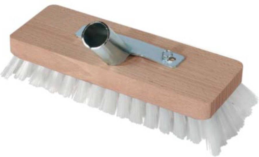 Holland Animal Care Excellent Bezem Premium Schrob Nylon 22 cm – Buiten – Excl. steel – Witte nylon borstelharen Hout Straatbezem