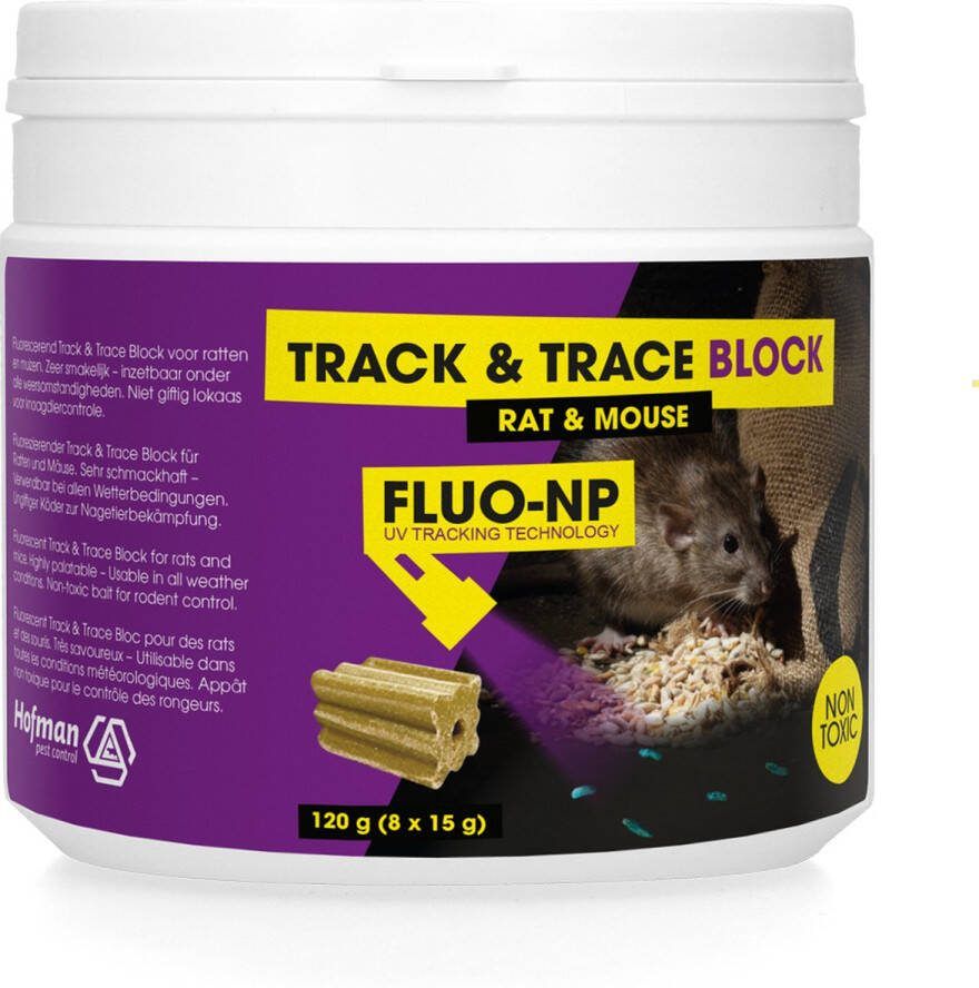 Holland Animal Care Excellent Track & Trace Block Fluo-NP Lokaas Muizen & Ratten 160x15g