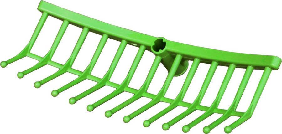 Holland Animal Care Excellent Voerhark 40 CM Kunststof hark Handhark Grashark Hark zonder steel Ideaal in de ligboxen 13 tanden Groen Diameter gat 26 MM