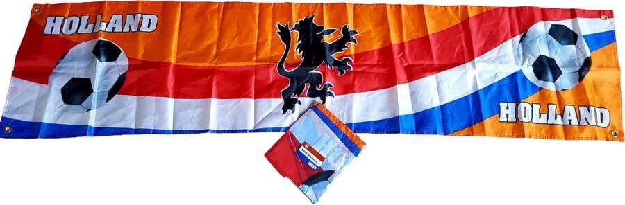 Holland Banner 180 x 40 cm Oranje spandoek EK WK voetbal Nederlands elftal
