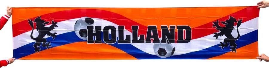 Holland spandoek 340 x 74 cm Oranje banner EK WK voetbal Koningsdag Nederland