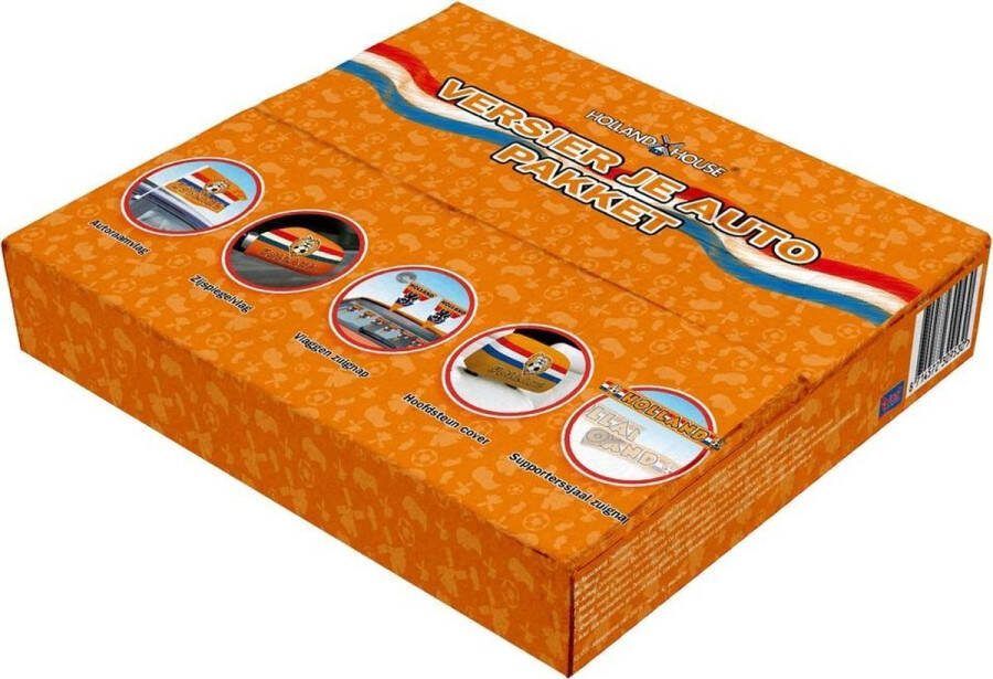 Holland House EK Voetbal auto versiering EK pakket EK 2024 Oranje Autoraamvlag Zijspiegelvlag Hoofdsteun cover EK versiering