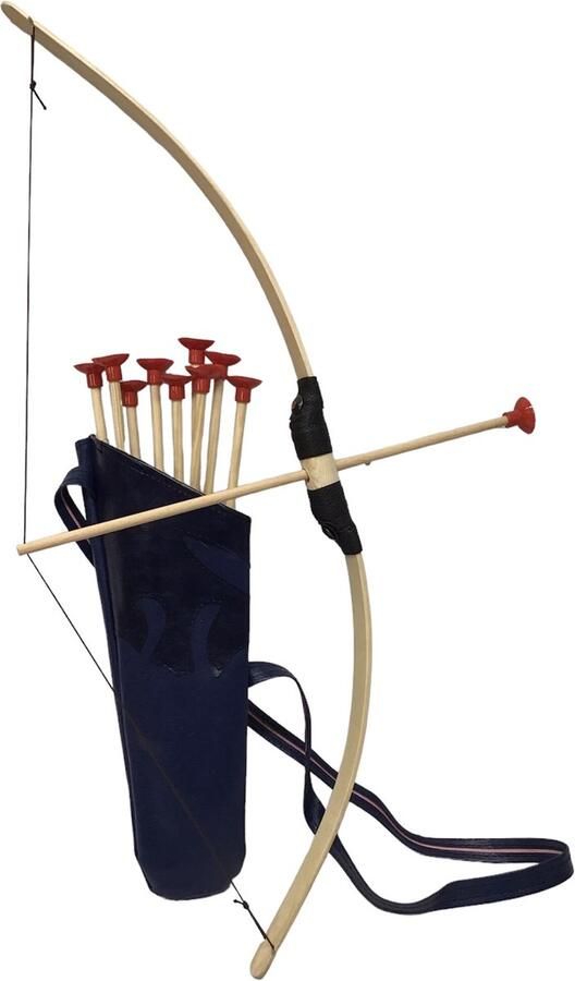 Holzkonig PIJL EN BOOG 80 cm uitrusting met rug koker blauw voor pijlen met 10 pijlen
