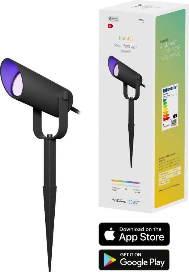 Hombli Buitenverlichting Tuinspot Wit & Gekleurd Licht Uitbreiding LED Buitenlamp 1 stuk Aluminium Zwart