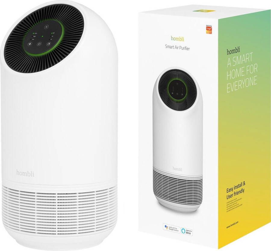 Hombli Smart Air Purifier – Luchtreiniger – HEPA 13 Filter en Actieve Koolstoffilter – Wifi Bediening via App – Spraakbesturing met Google Alexa en Siri