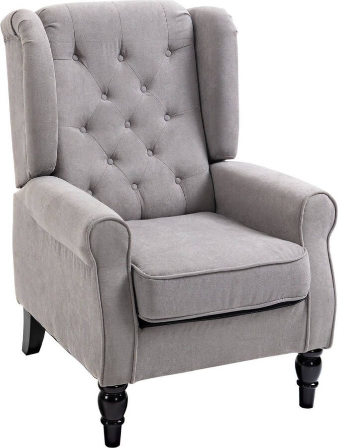 Homcom Enkele fauteuil met tufting relaxfauteuil enkele stoel houten poten polyester 2 kleuren 833-695
