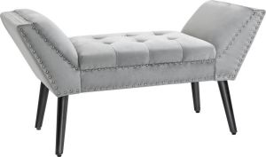 Homcom Gepolsterde bank moderne bedbank met knopen fluweelzacht lichtgrijs 839-009