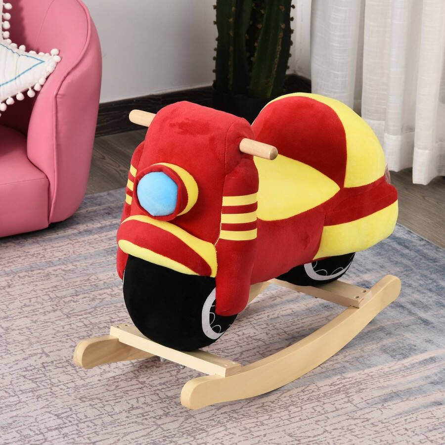 Homcom Hobbelpaard voor kinderen schommeldier motorfiets 18-36 maanden rood + geel 330-107