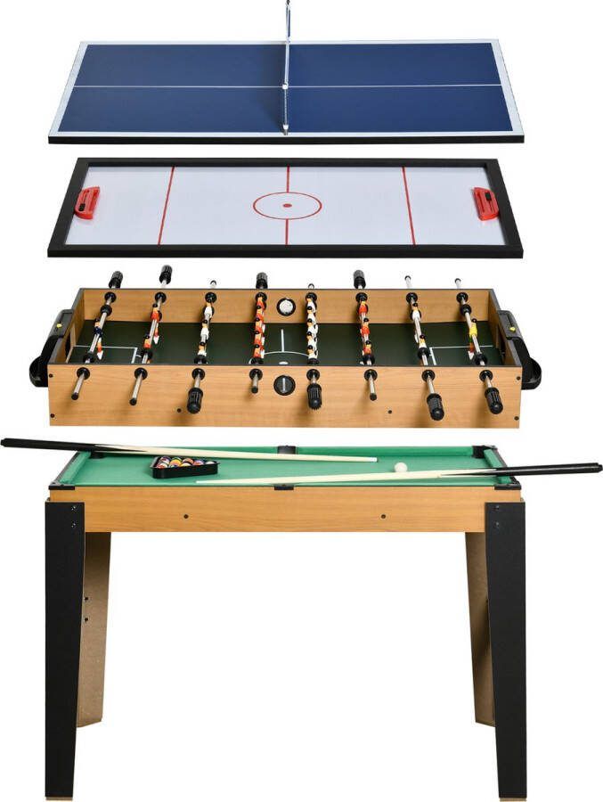 Homcom HOMdotCOM 107cm 4-in-1 multigame tafelspel partyspel voor kinderen van 14 jaar en ouder staal