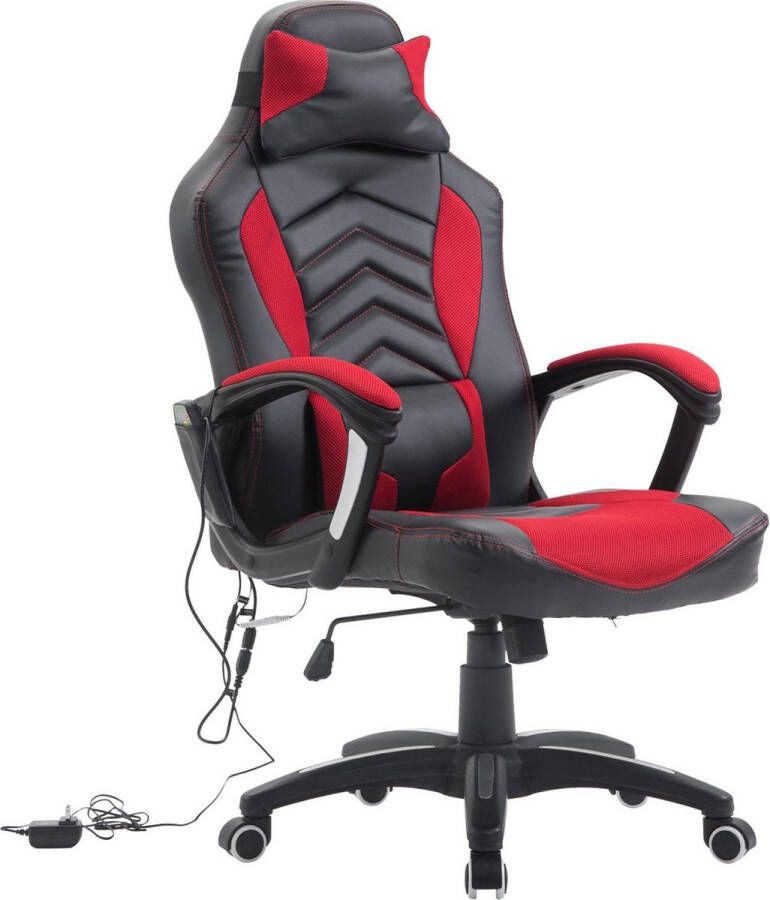 Homcom HOMdotCOM Bureaustoel ergonomisch gamingstoel met massagefunctie zwart rood