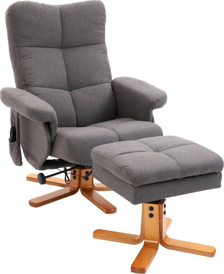 Homcom HOMdotCOM Massagefauteuil met voetenbank relaxfauteuil helling op 145 ° kunstleer donkergrijs