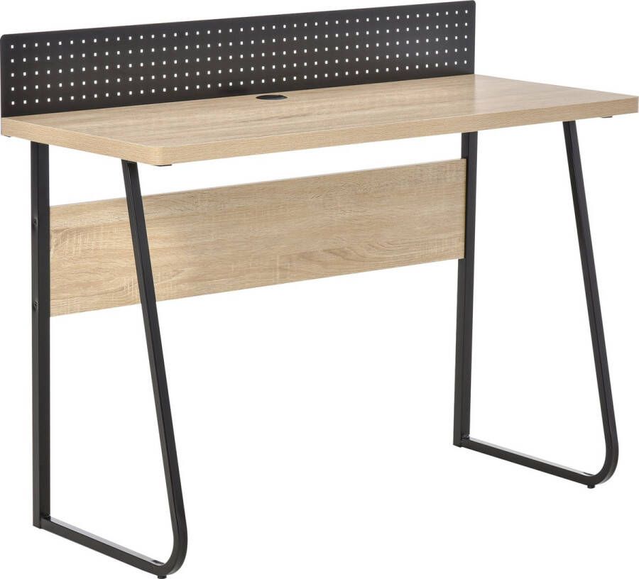 Homcom HOMdotCOM Schrijftafel bureau computerbureau met prikboard spaanplaat naturel hout + zwart