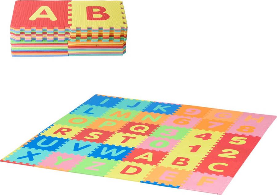 Homcom Kinderpuzzelmat 36 stuks speelmat met letters en cijfers EVA veelkleurig 431-068
