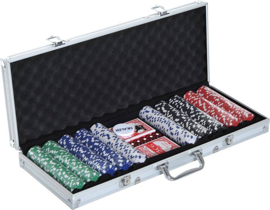Homcom Pokerkoffer alu pokerset met 500 pokerchips