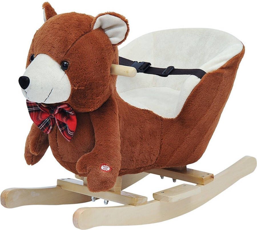 Homcom Schommelpaard pluche schommeldier paard liedjes speelgoed kinderen babyschommel 330-001