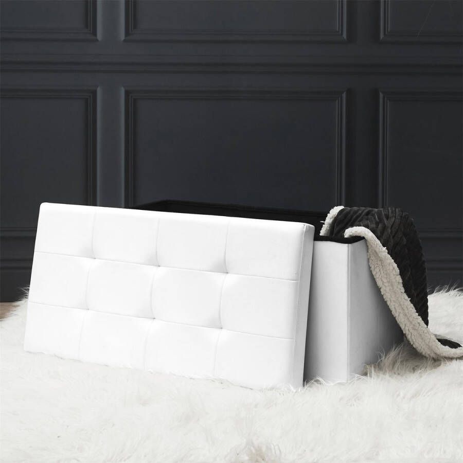 Home Deco Opbergbank met afneembare deksel wit 76.5 x 37.5 x 37.5 cm opvouwbaar