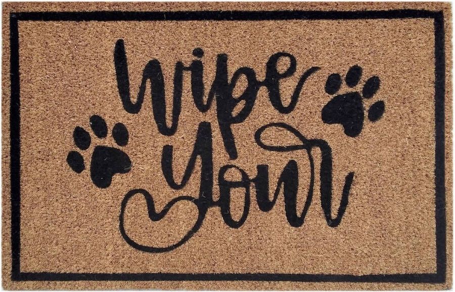 SVJ Home Decorations SVJ Deurmat ''Wipe Your'' Rechthoekig 40 x 60 x 1 cm Kokos Bruin