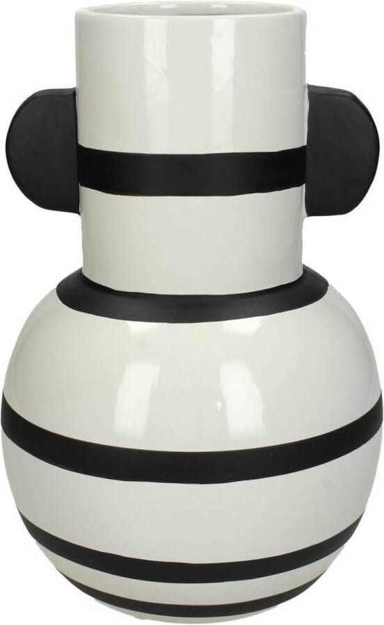 Sfeer voor jou SVJ Home Decorations Streep Vaas 17 x 17 x 26 cm Aardewerk Wit