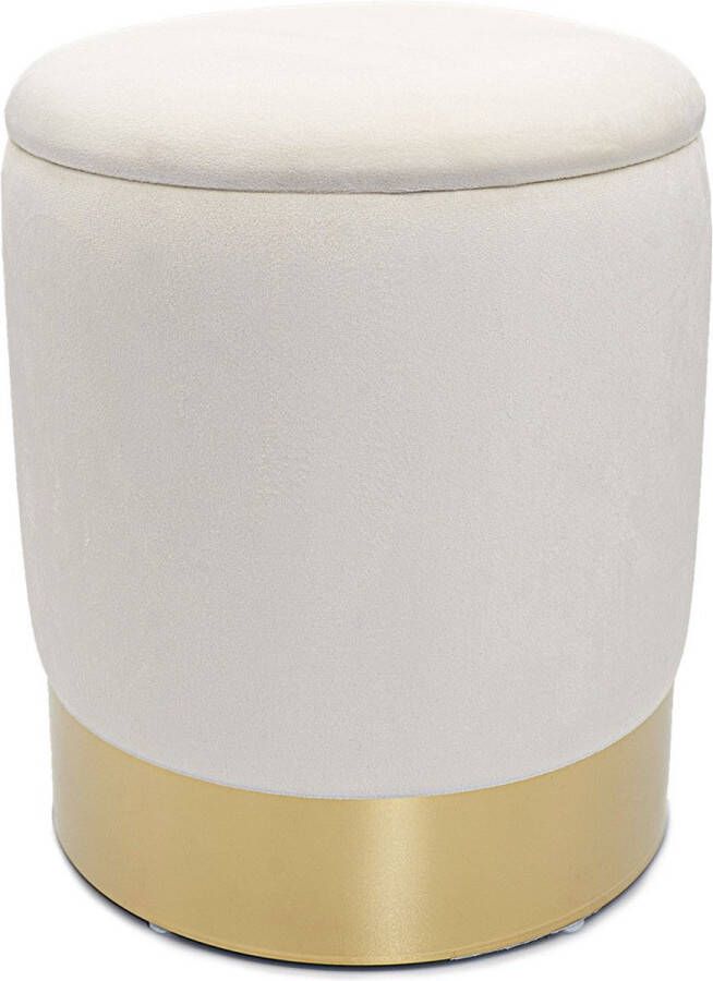 SVJ Home Decorations Svj Kruk Rond 31 X 31 X 38 Cm Polyester Creme