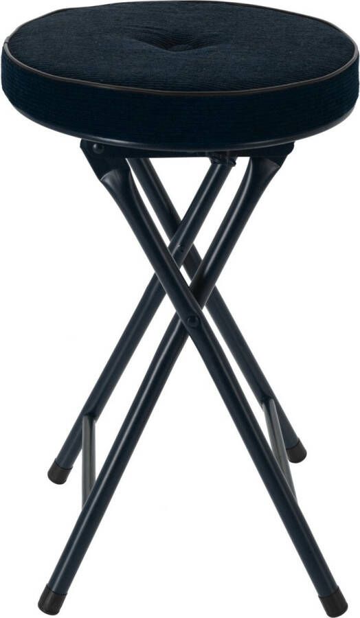 Home & Styling Bijzet krukje stoel Opvouwbaar blauw Ribcord D33 x H49 cm Krukjes