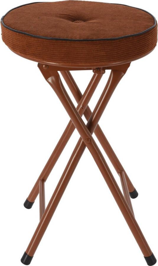 Home & Styling Bijzet krukje stoel Opvouwbaar bruin Ribcord D33 x H49 cm Krukjes