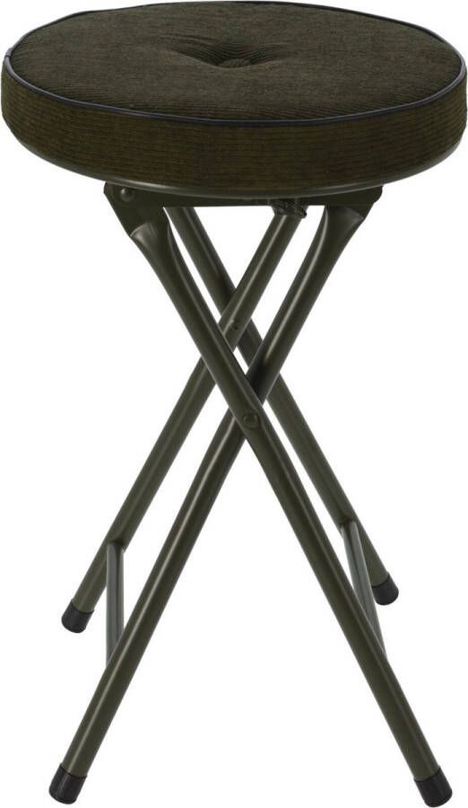 Home & Styling Bijzet krukje stoel Opvouwbaar donkergroen Ribcord D33 x H49 cm Krukjes