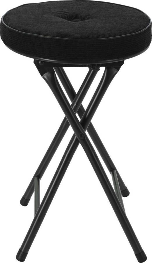 Home & Styling Bijzet krukje stoel Opvouwbaar Zwart Ribcord D33 x H49 cm