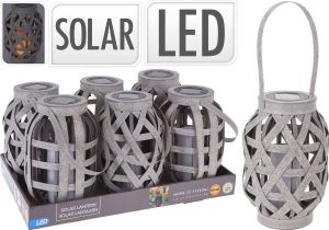 Home & Styling Solar lantaarn Rotan grijs LED