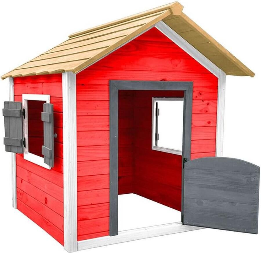 Home Speelhuis Rood Houten Speelhuisje voor de buiten binnen FSC hout Duurzaam