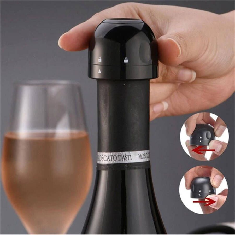 Home online Champagnestopper Roterend Slot Wijnstopper Flessenstop flessenkurk keuken gereedschap Zwart