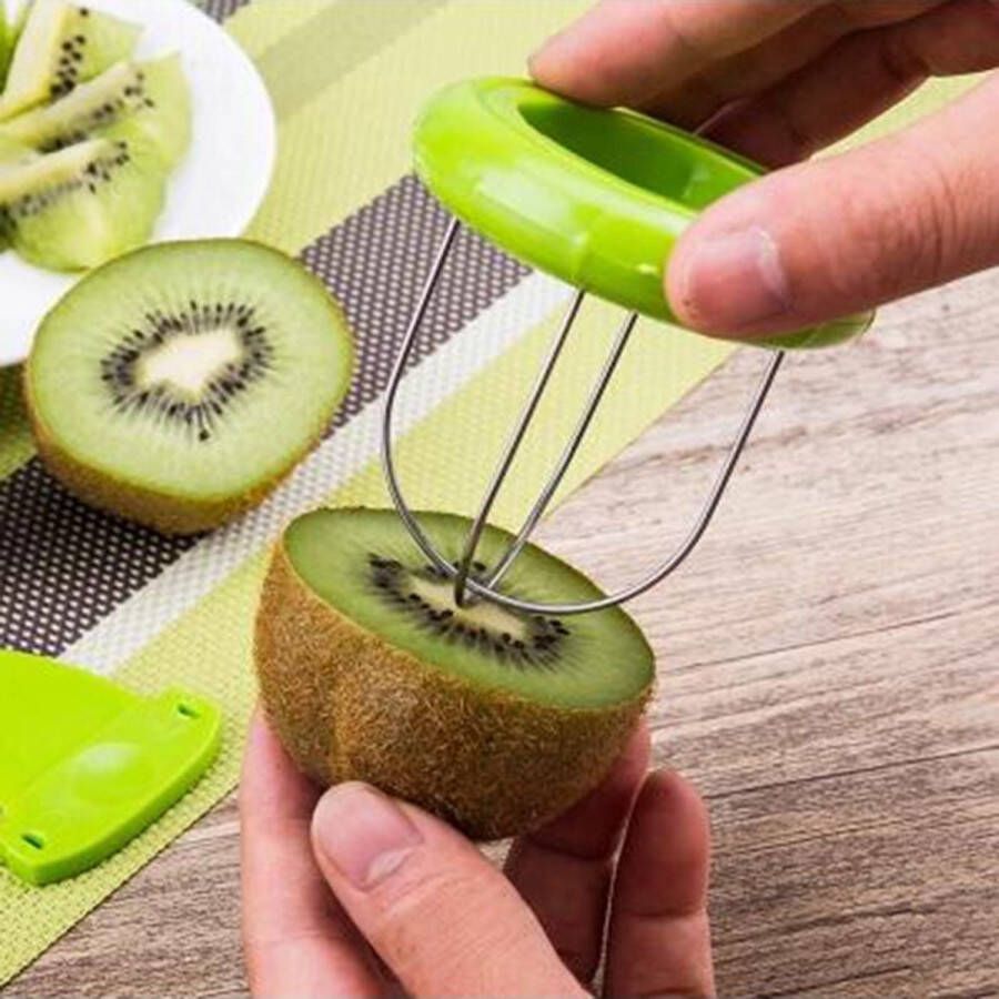 Home online Kiwi Schiller Handmatige Snijmachine 2 In 1 Kiwi Mes Kiwi Snijder Fruitgraafgereedschap Groen