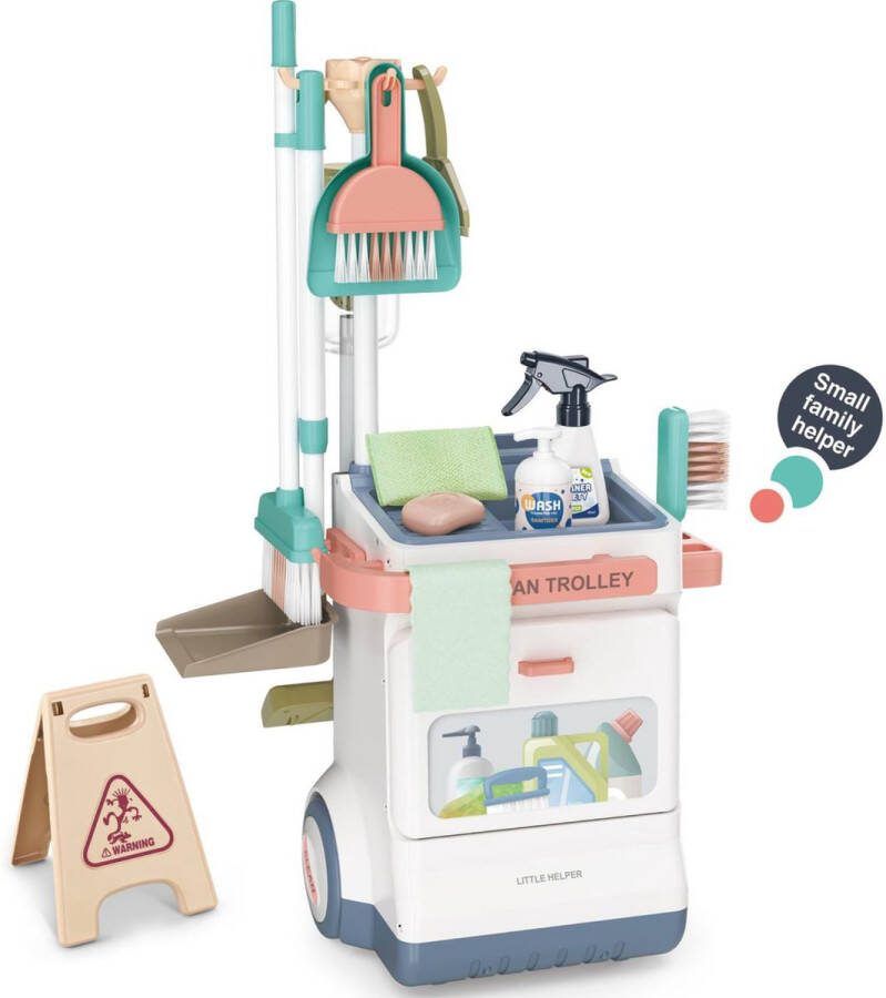 Home Schoonmaaktrolley – Speelgoed Stofzuiger – Schoonmaakkar – Schoonmaakset – Poetswagen – Poetskar 34x31x71CM